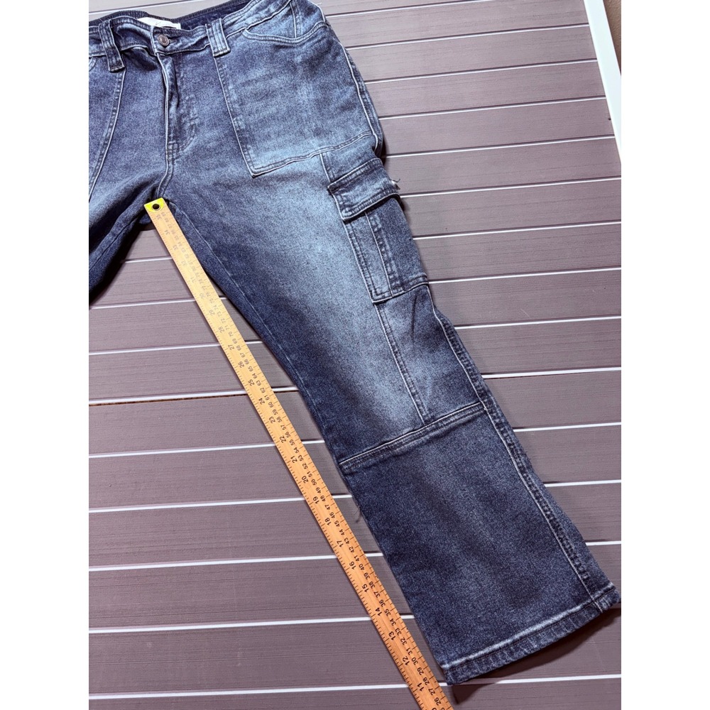 KanCan Women Blue Cargo Jeans Straight Leg High Rise Stretch Denim KC7843D 13/30 - Picture 2 of 13